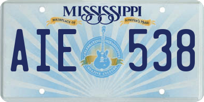 MS license plate AIE538