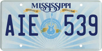 MS license plate AIE539