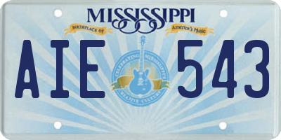 MS license plate AIE543