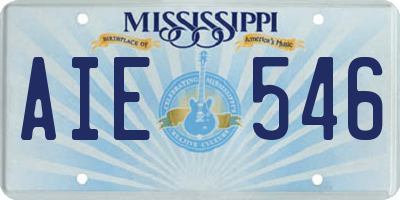 MS license plate AIE546