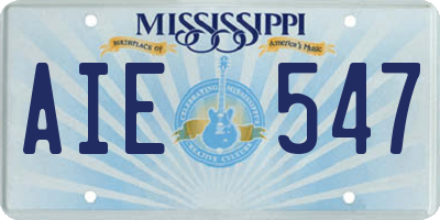 MS license plate AIE547