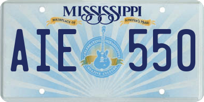 MS license plate AIE550
