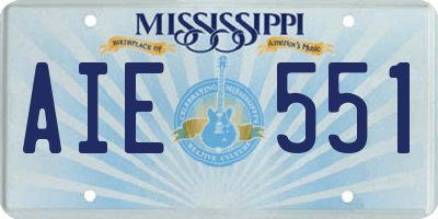 MS license plate AIE551