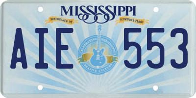 MS license plate AIE553