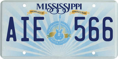MS license plate AIE566