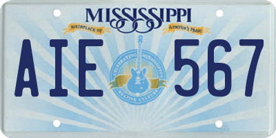 MS license plate AIE567