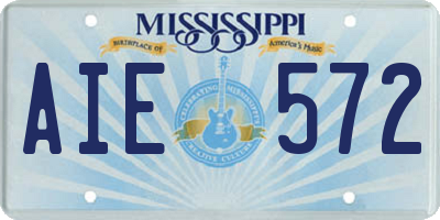 MS license plate AIE572