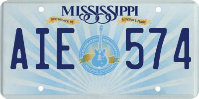 MS license plate AIE574