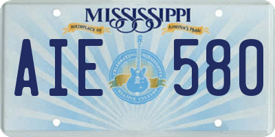 MS license plate AIE580