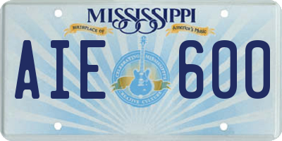 MS license plate AIE600