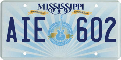 MS license plate AIE602