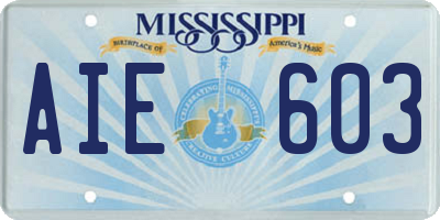 MS license plate AIE603