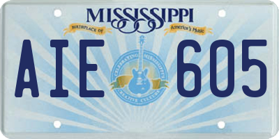 MS license plate AIE605