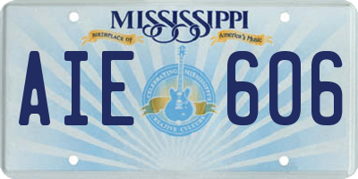 MS license plate AIE606