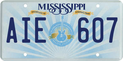 MS license plate AIE607