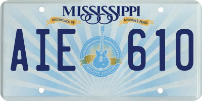 MS license plate AIE610