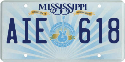 MS license plate AIE618