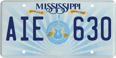 MS license plate AIE630