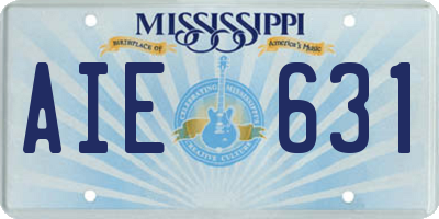 MS license plate AIE631