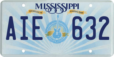 MS license plate AIE632