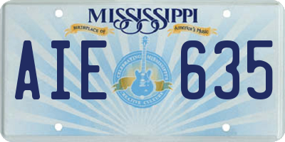 MS license plate AIE635