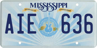 MS license plate AIE636