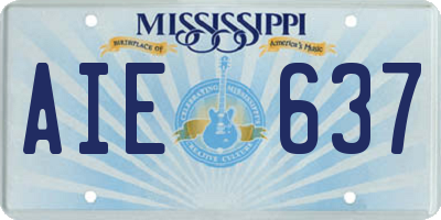 MS license plate AIE637