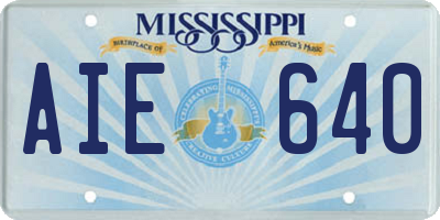 MS license plate AIE640