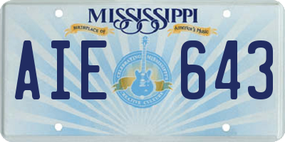 MS license plate AIE643