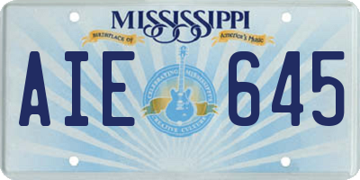 MS license plate AIE645