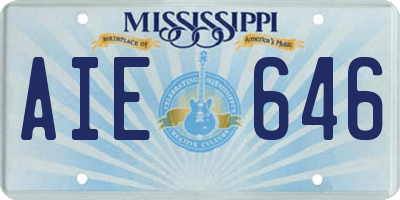 MS license plate AIE646