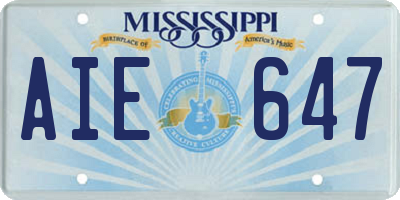 MS license plate AIE647