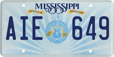 MS license plate AIE649