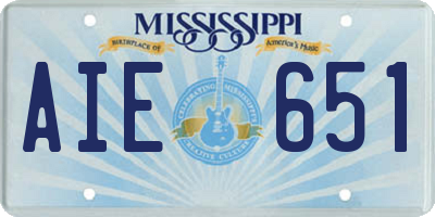 MS license plate AIE651