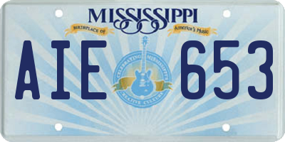 MS license plate AIE653
