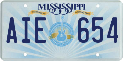 MS license plate AIE654