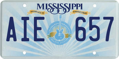 MS license plate AIE657