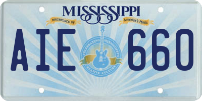 MS license plate AIE660