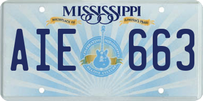 MS license plate AIE663