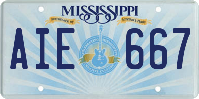 MS license plate AIE667