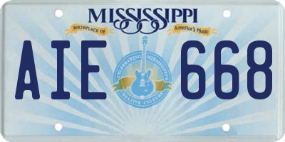 MS license plate AIE668