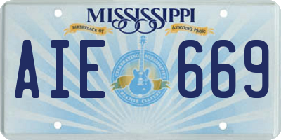 MS license plate AIE669