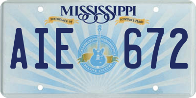 MS license plate AIE672