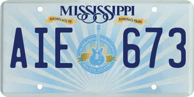 MS license plate AIE673