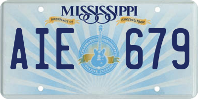 MS license plate AIE679
