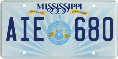 MS license plate AIE680
