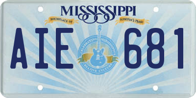 MS license plate AIE681