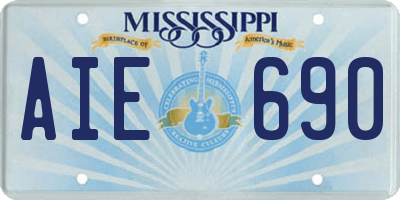 MS license plate AIE690