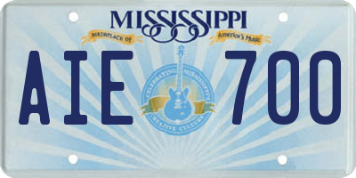 MS license plate AIE700