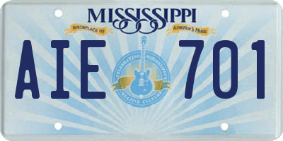 MS license plate AIE701